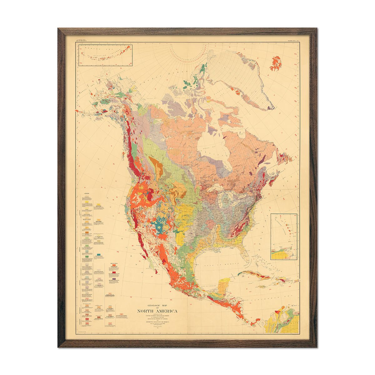 North America Geologic Map 1911 - Muir Way - Vintage Map