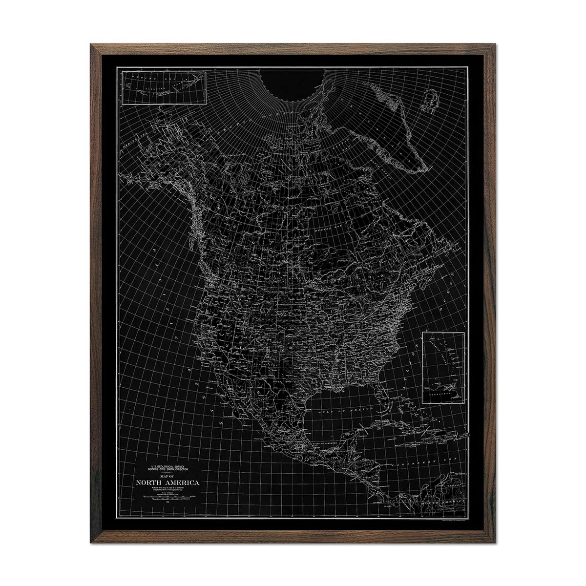 North America 1912 USGS Map Black - Muir Way - Vintage Map