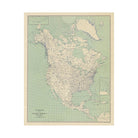 North America 1912 USGS Map Natural - Muir Way - Vintage Map