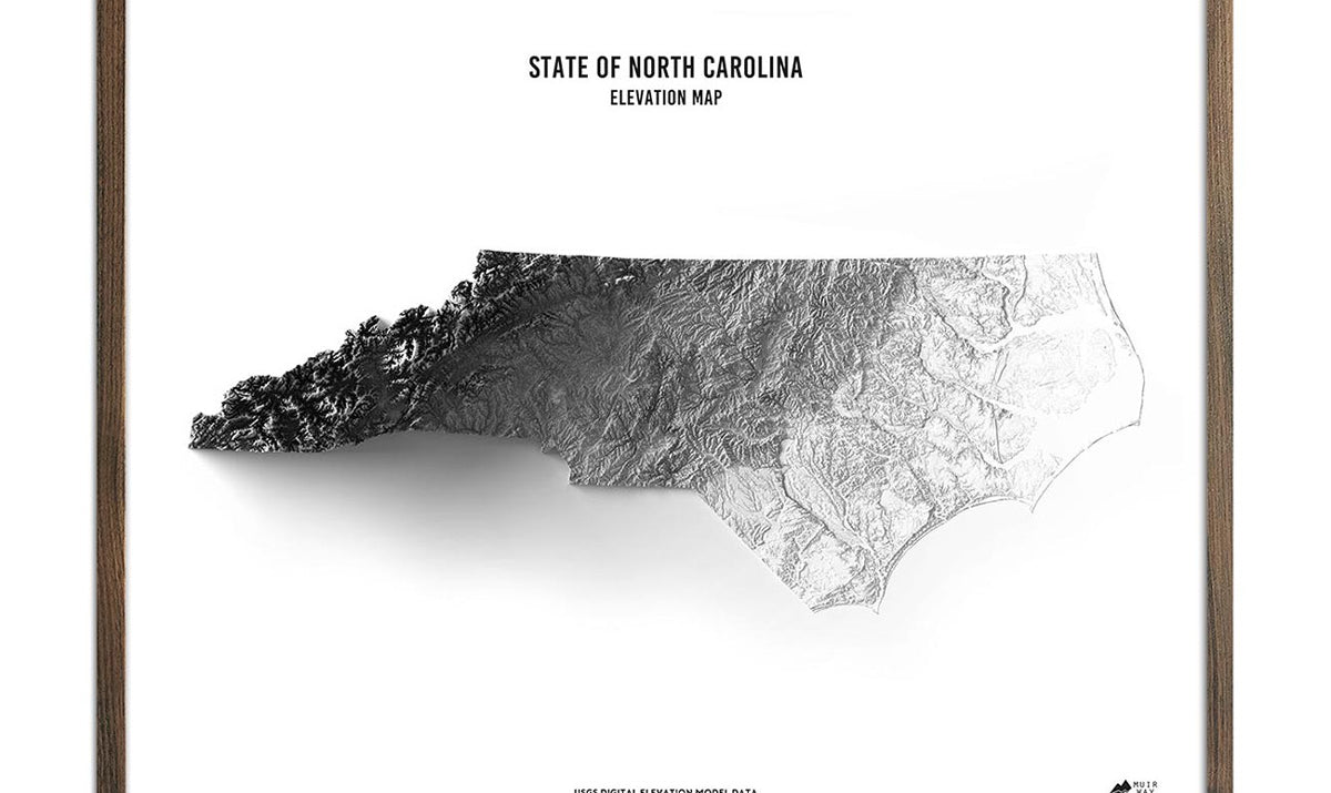 North Carolina Elevation Map