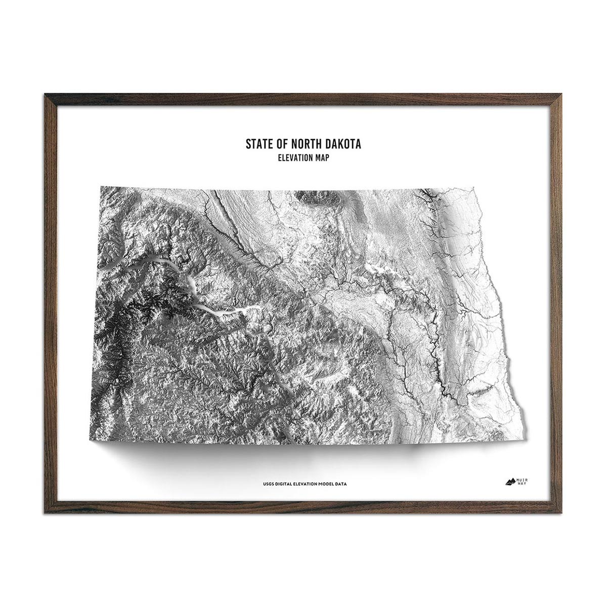 North Dakota Elevation Map - Muir Way - Elevation