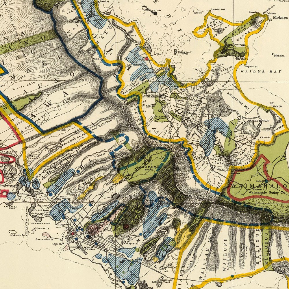 Oahu Island 1902 Map - Muir Way - Vintage Map