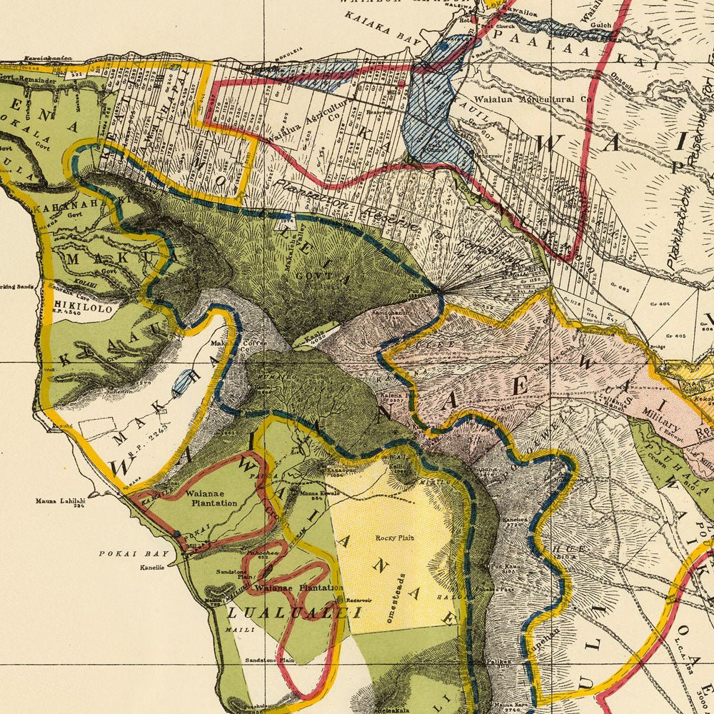 Oahu Island 1902 Map - Muir Way - Vintage Map