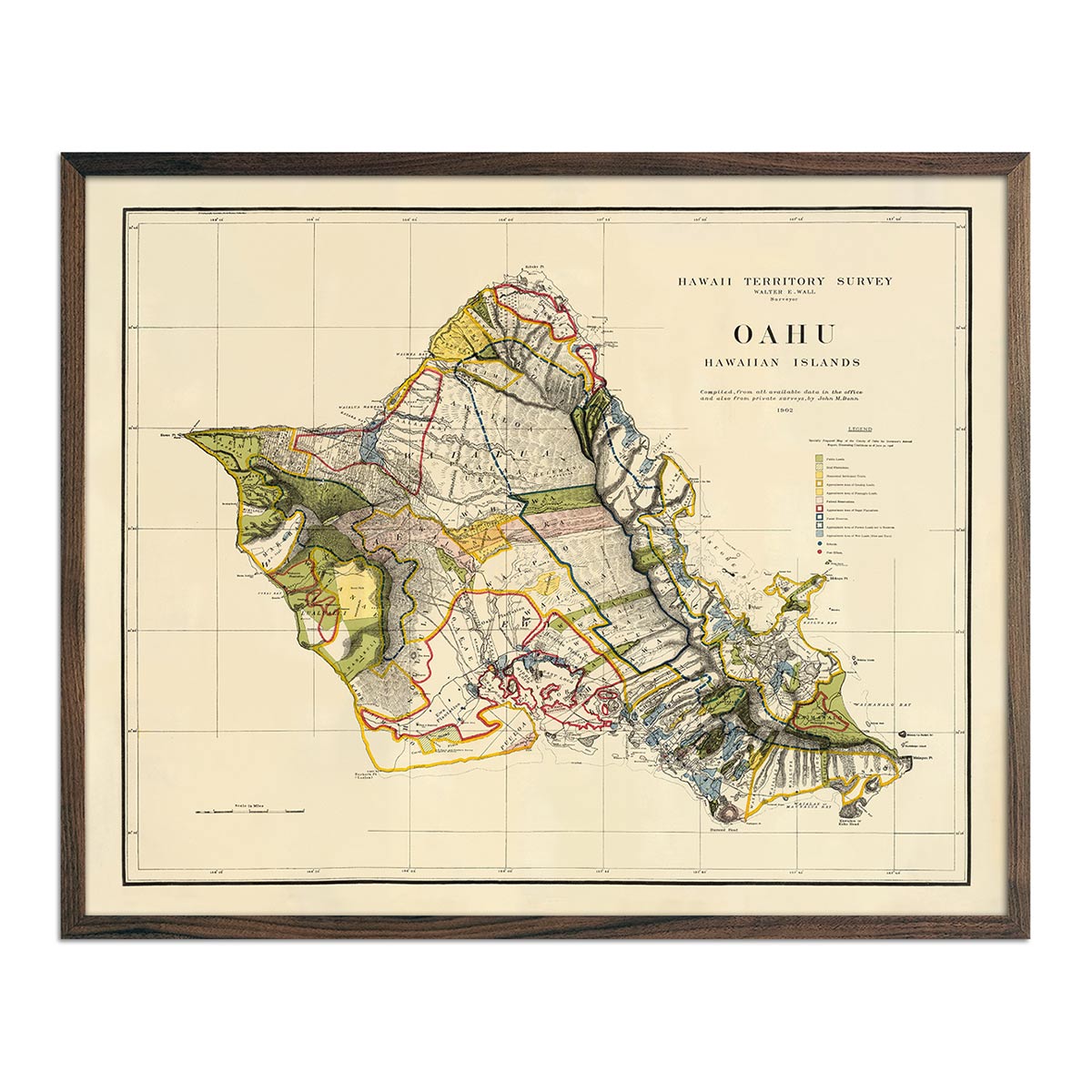 Oahu Island 1902 Map - Muir Way - Vintage Map