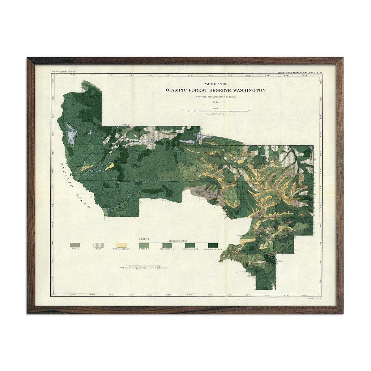 Olympic Forest Reserve Map 1899 - Muir Way - Vintage Map