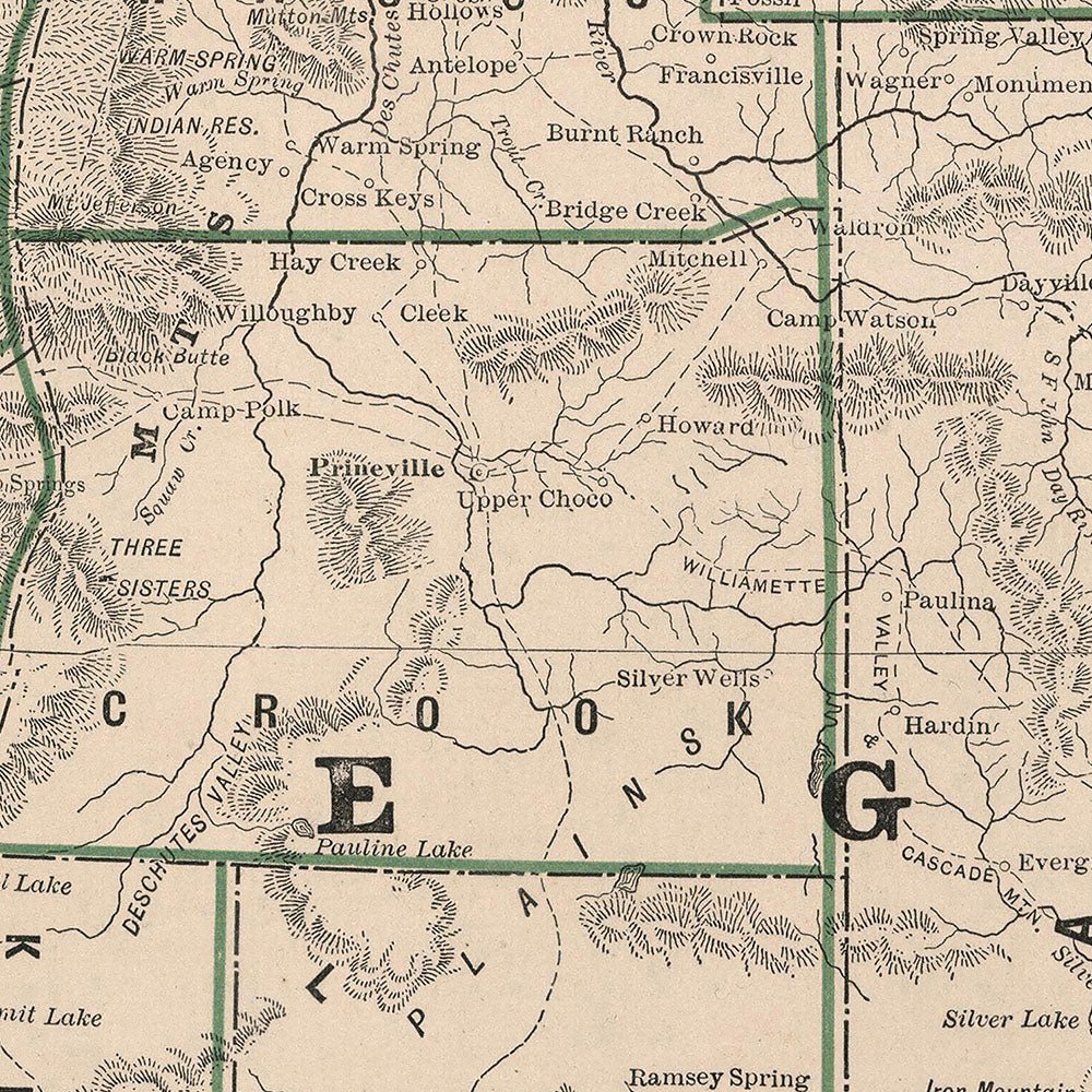 Oregon 1883 Map - Muir Way - Vintage Map