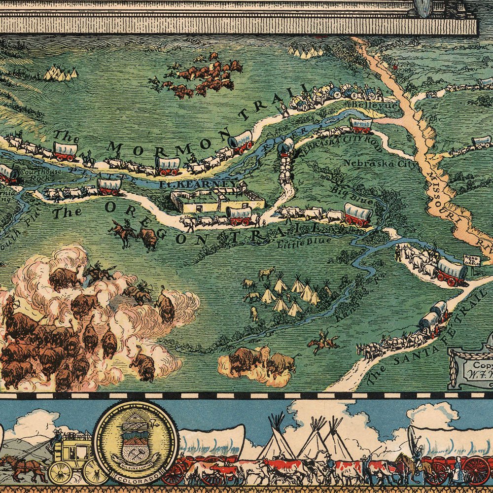 Oregon Trail Map 1932 - Muir Way - Vintage Map