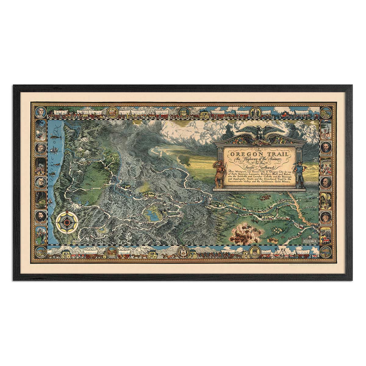 Oregon Trail Map 1932 - Muir Way - Vintage Map