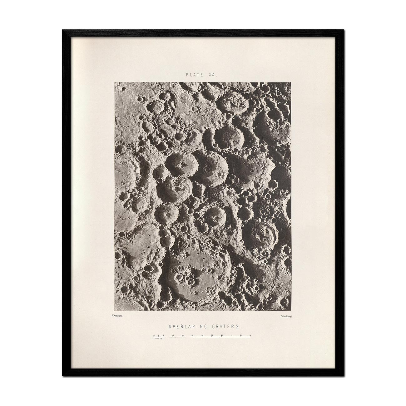 1874 Overlapping Moon Craters Print - Muir Way - Astronomy