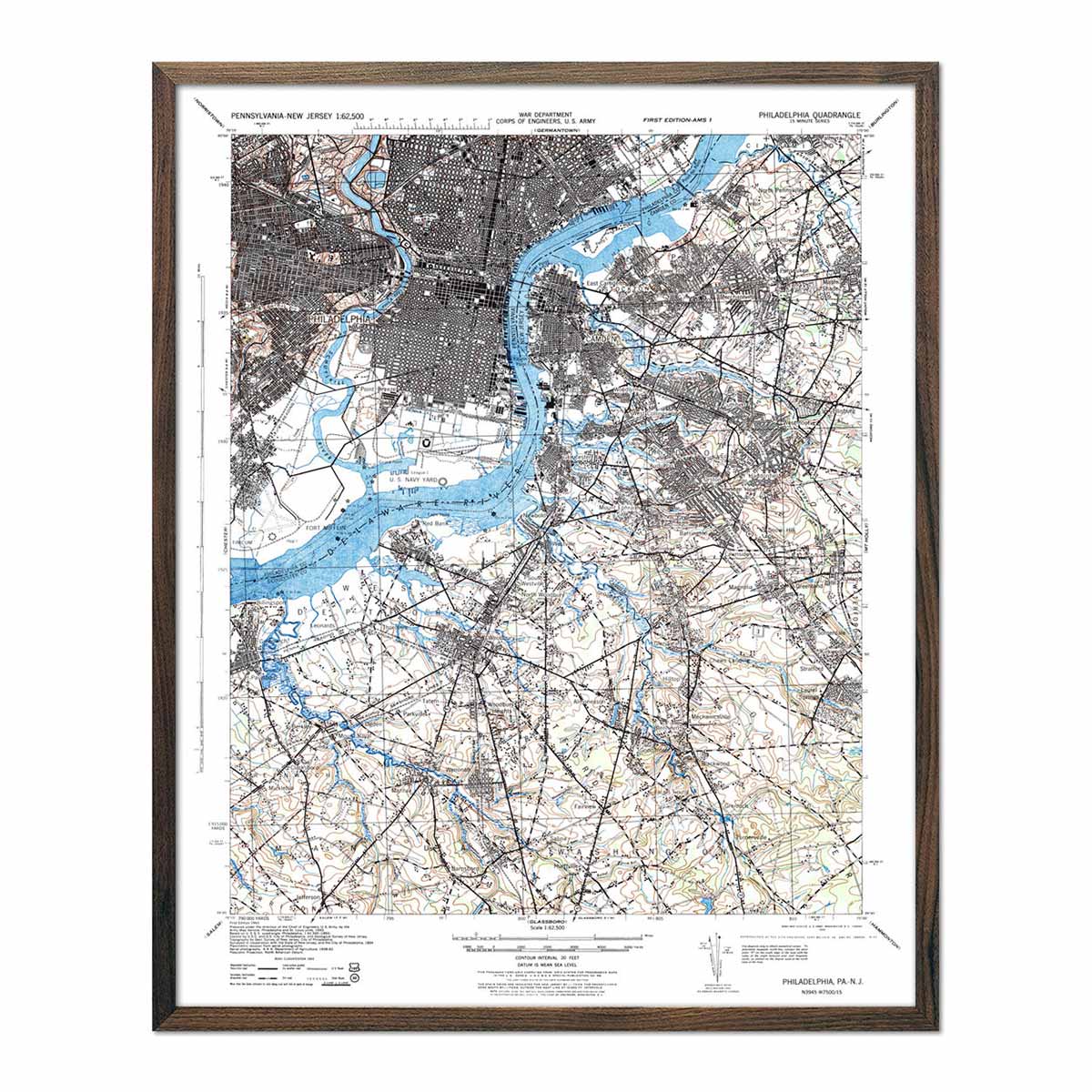 Philadelphia, PA 1943 USGS Map - Muir Way - Vintage Map