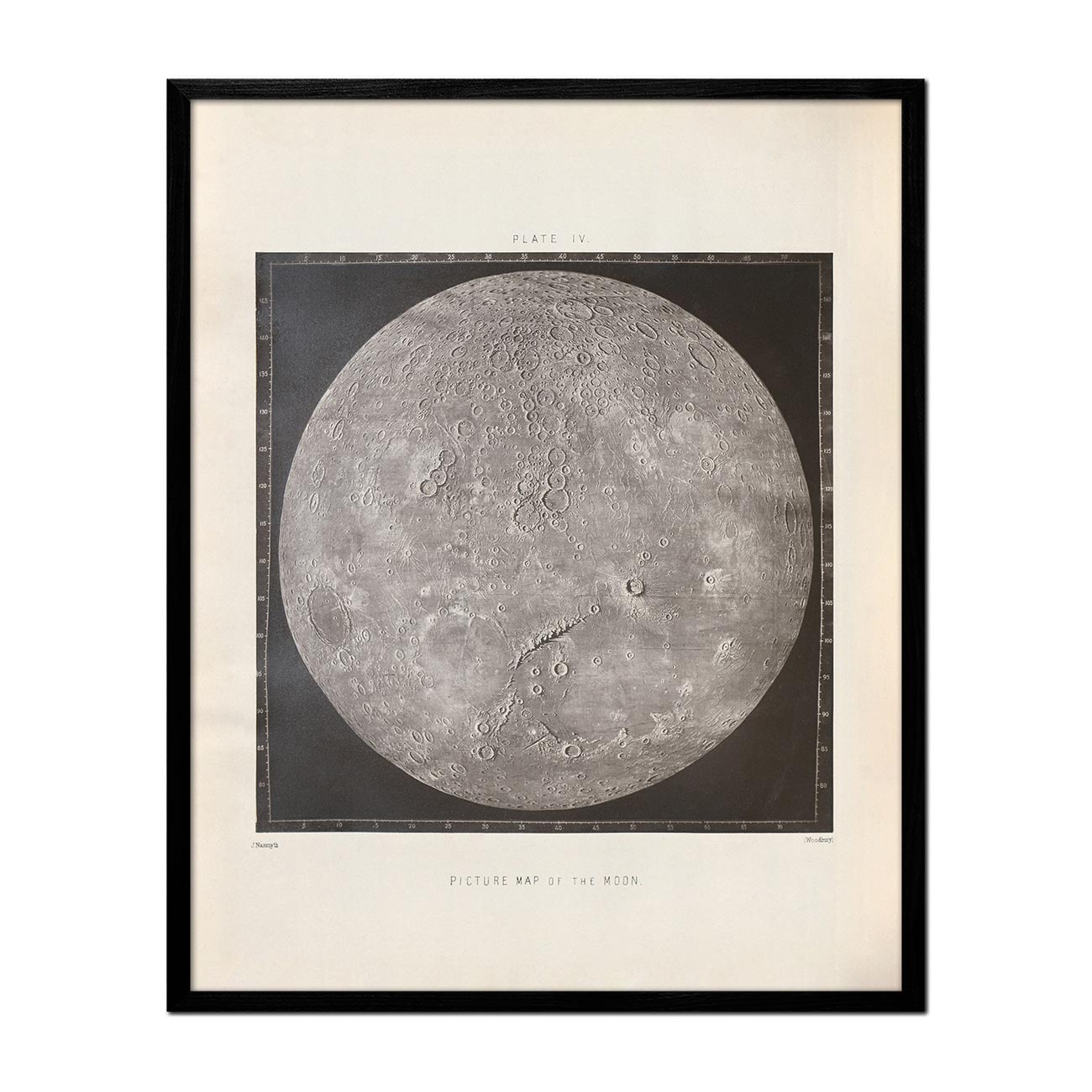 1874 Picture Map of the Moon Print - Muir Way - Astronomy