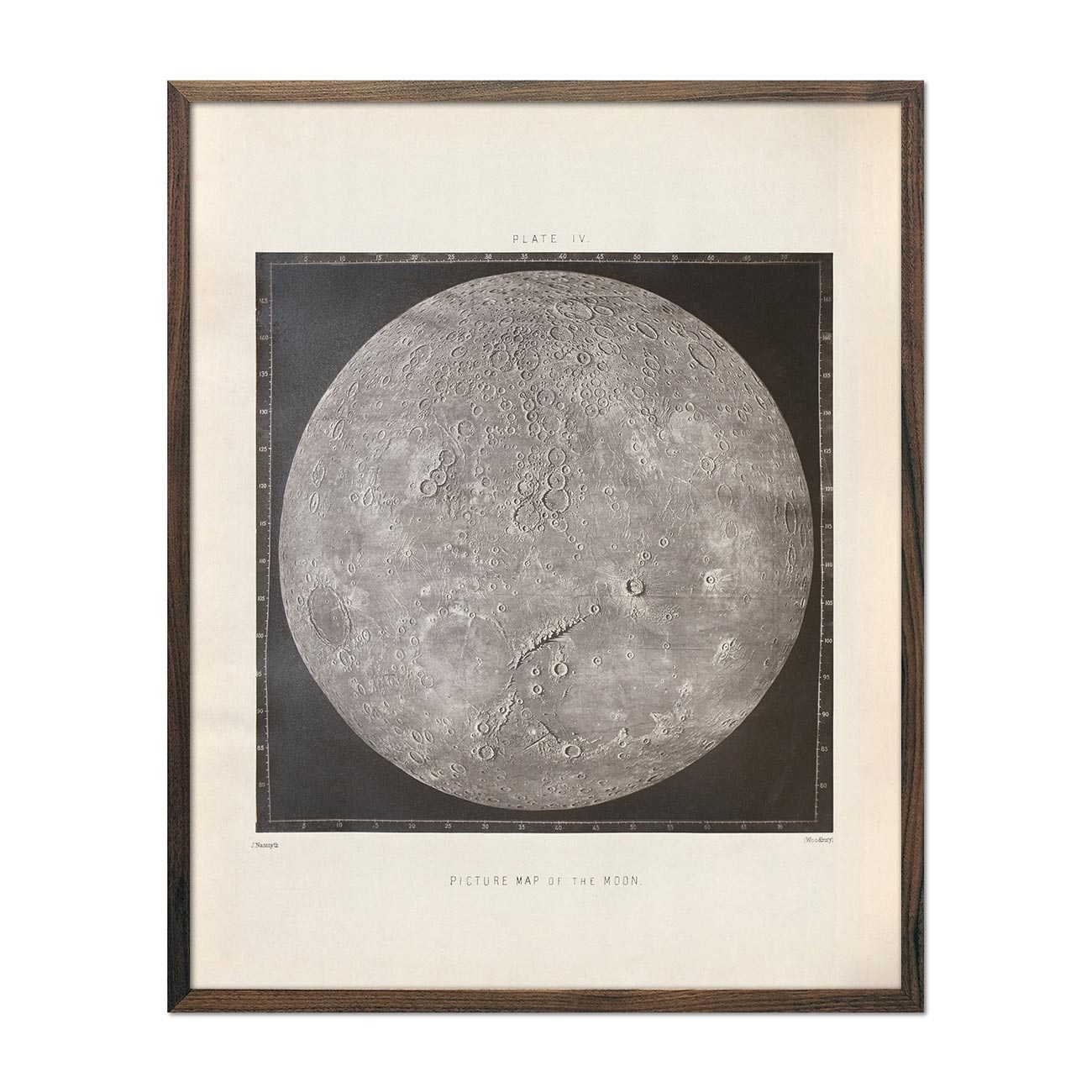 1874 Picture Map of the Moon Print - Muir Way - Astronomy