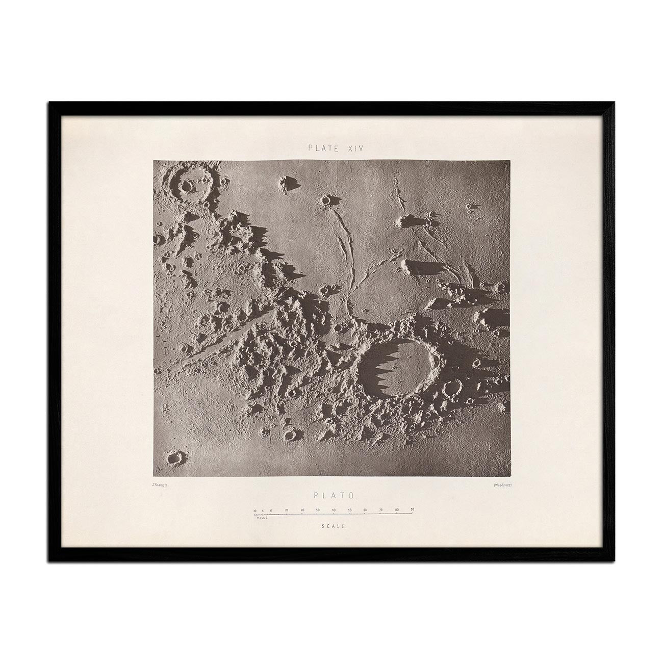 1874 Plato Crater Print - Muir Way - Astronomy