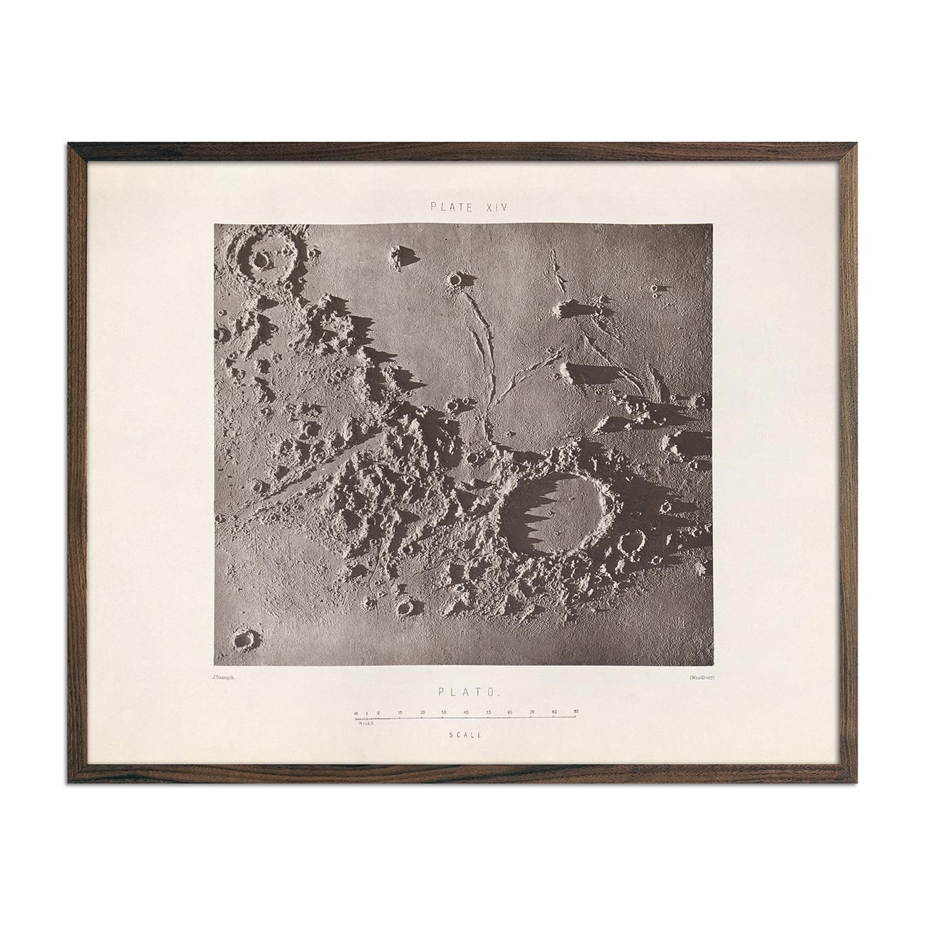 1874 Plato Crater Print - Muir Way - Astronomy