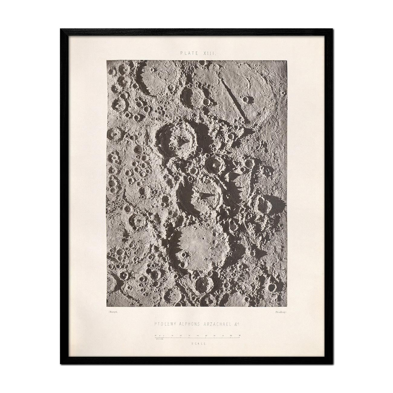 1874 Ptolemy, Alphons, and Arzachael Lunar Craters Print - Muir Way - Astronomy