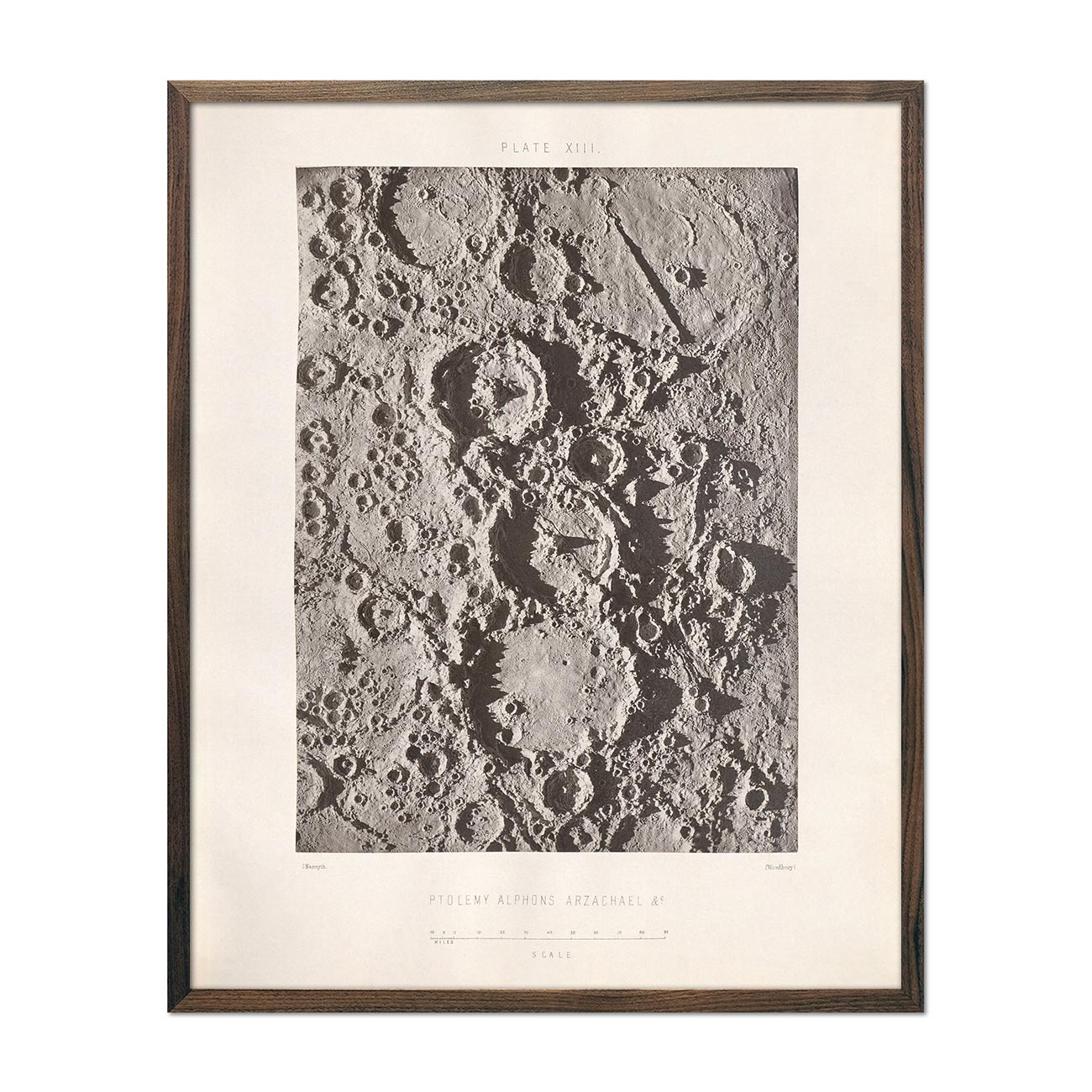1874 Ptolemy, Alphons, and Arzachael Lunar Craters Print - Muir Way - Astronomy
