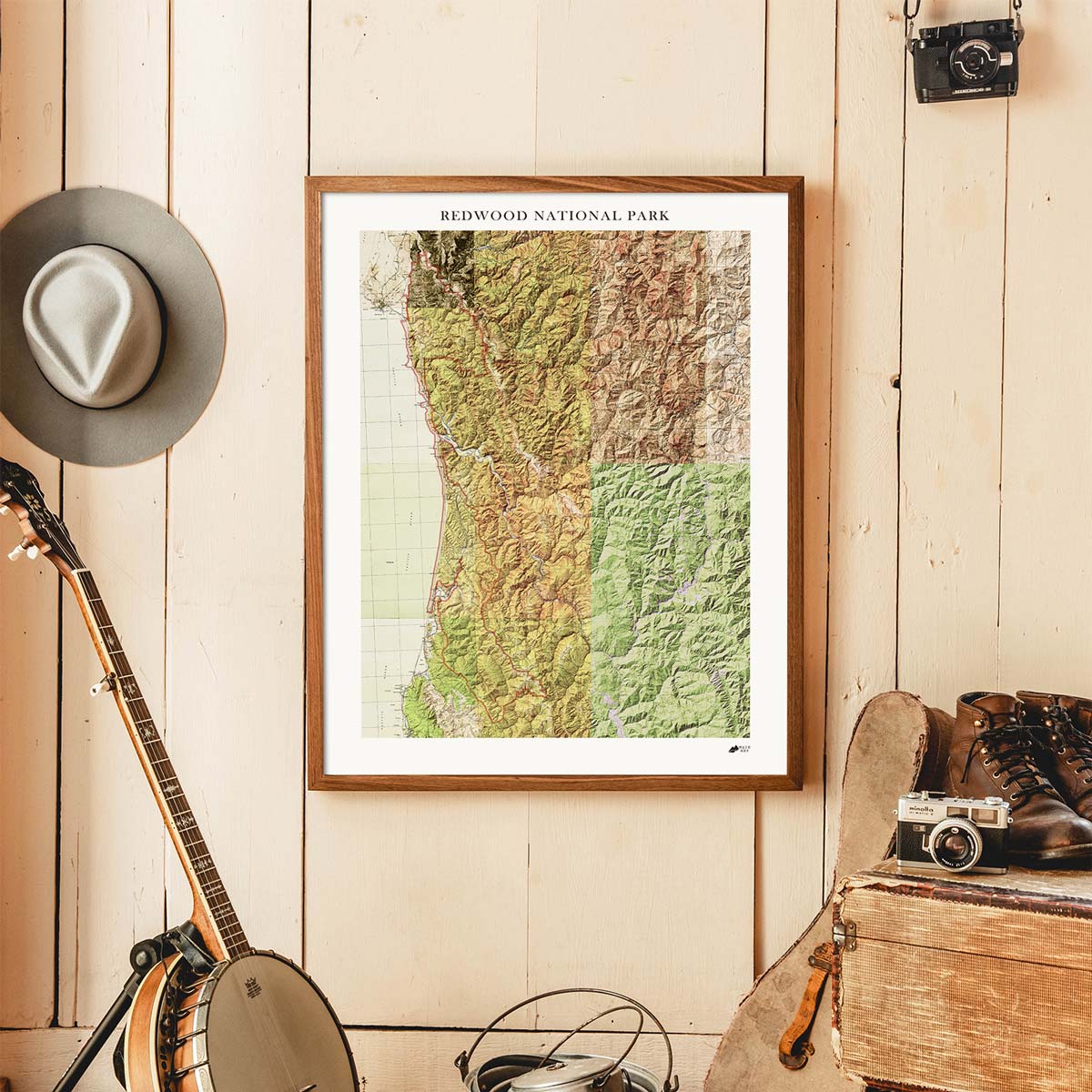 Redwood National Park Shaded Relief Map - Muir Way - Relief Series