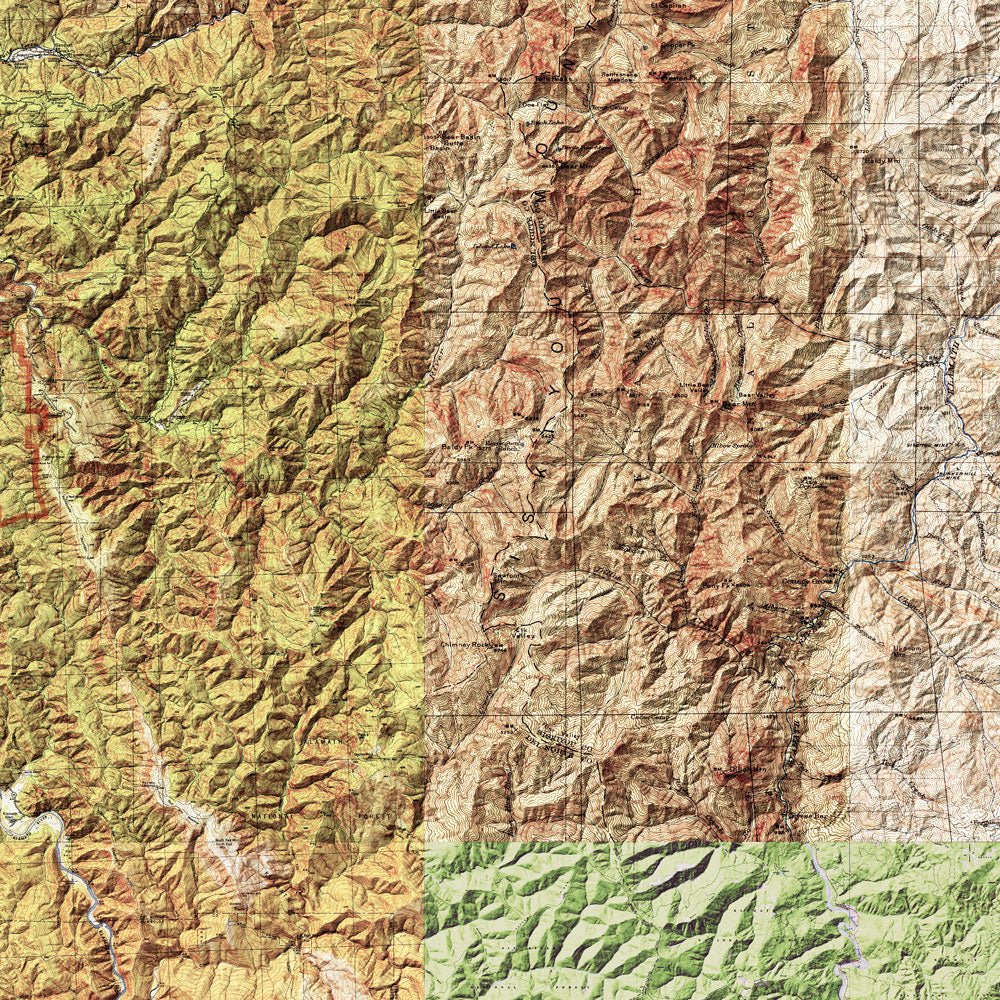 Redwood National Park Shaded Relief Map - Muir Way - Relief Series