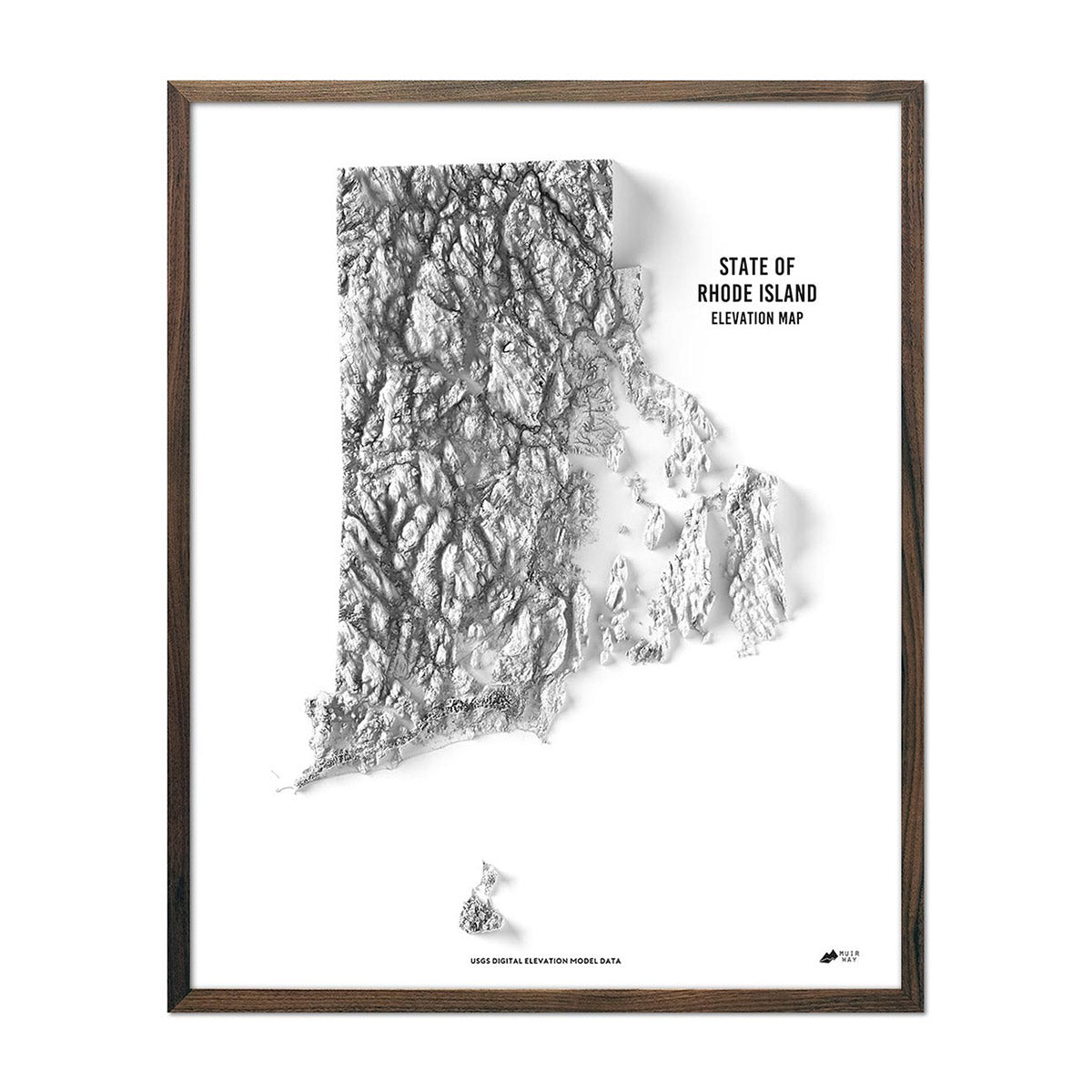Rhode Island Elevation Map - Muir Way - Elevation
