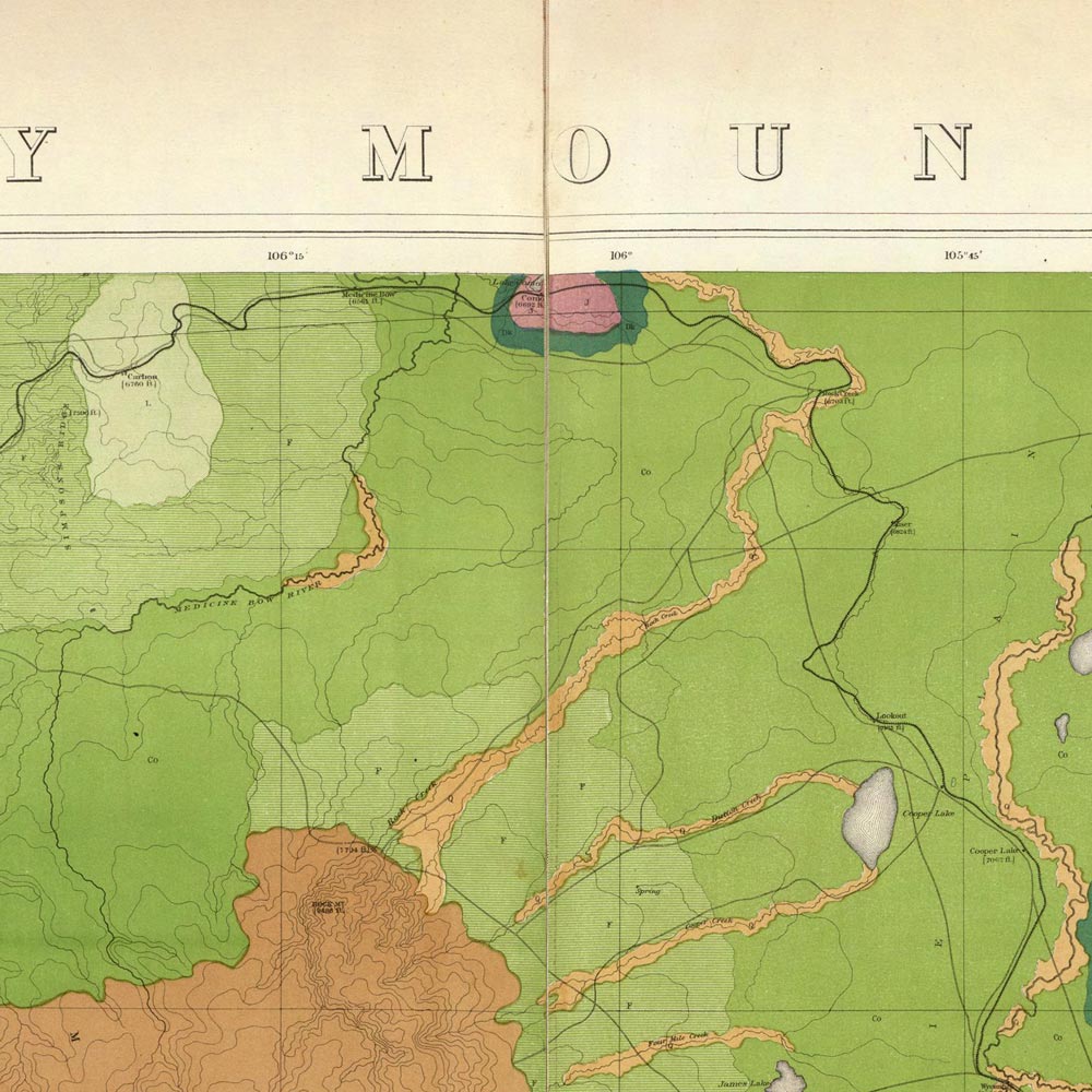 Rocky Mountains 1876 Geological Map - Muir Way - Vintage Map
