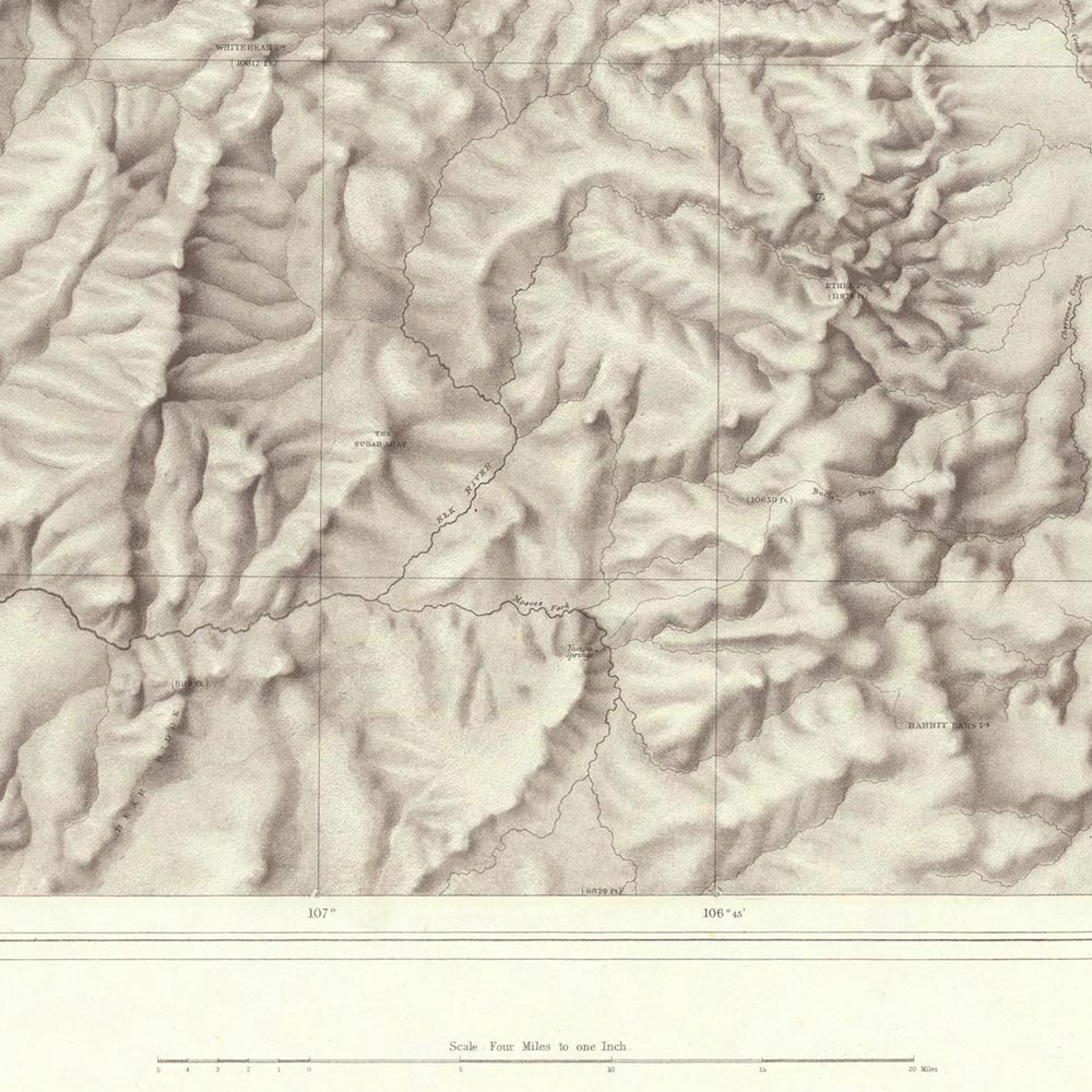 Rocky Mountains 1876 Topographic Map - Muir Way - Vintage Map