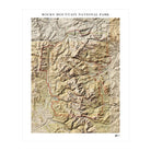 Rocky Mountain Shaded Relief Map - Muir Way - Relief Series