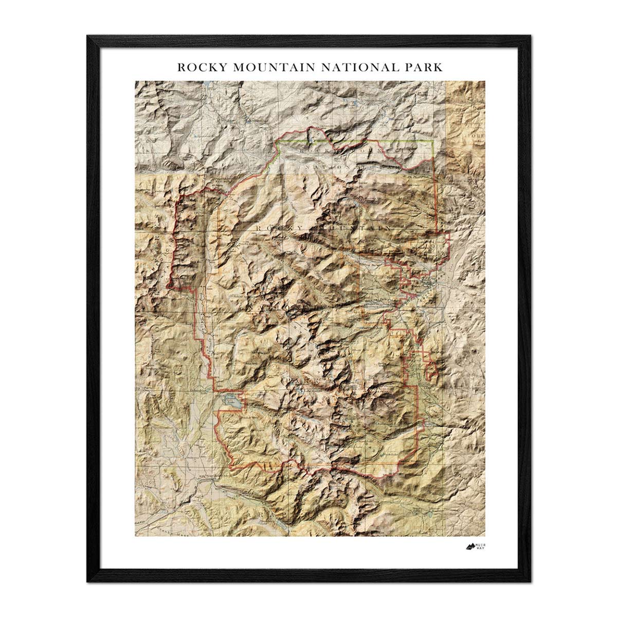 Rocky Mountain Shaded Relief Map - Muir Way - Relief Series