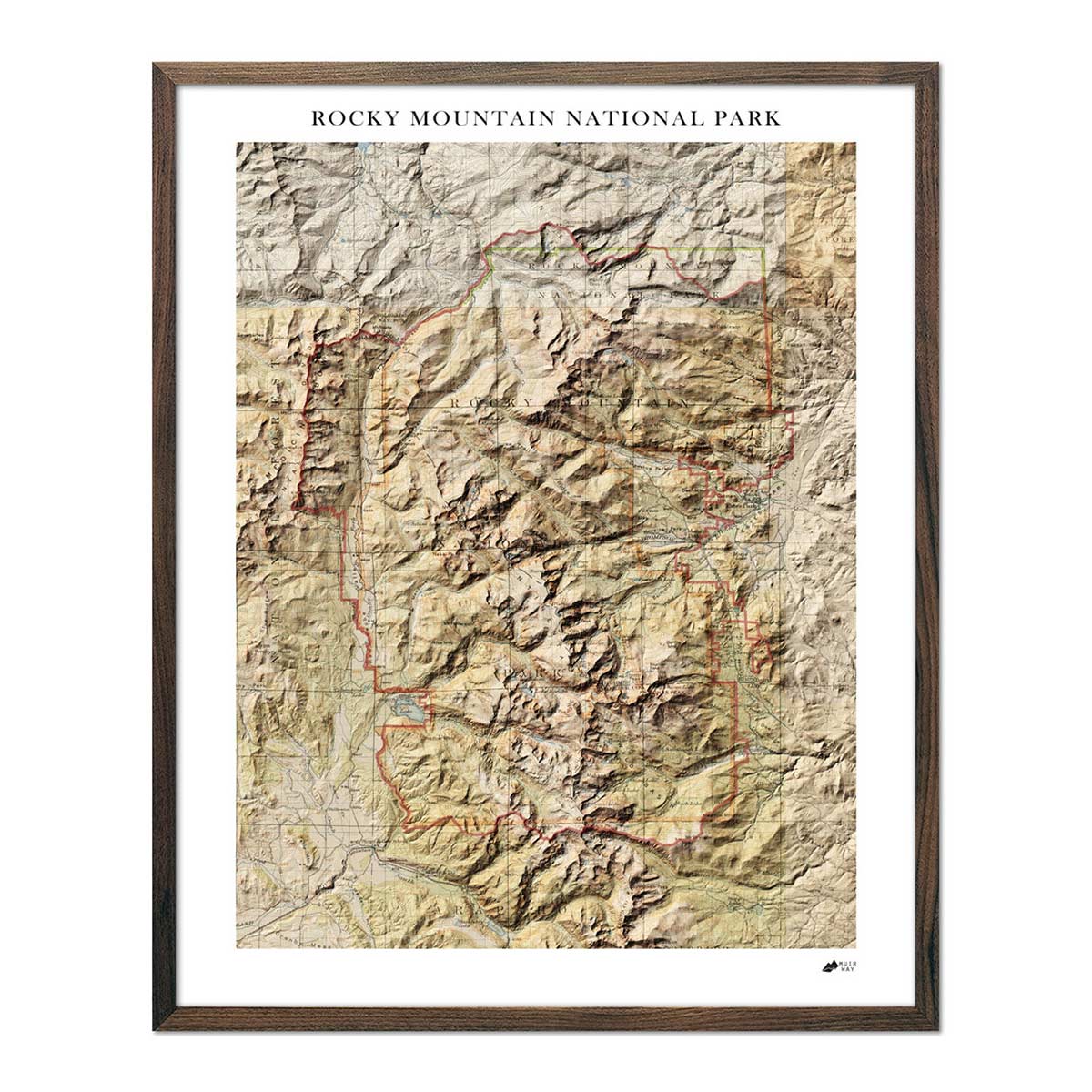 Rocky Mountain Shaded Relief Map - Muir Way - Relief Series