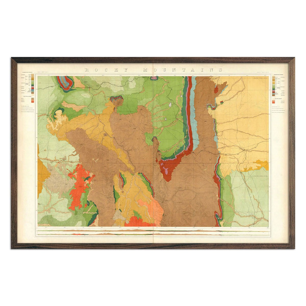 Rocky Mountains 1876 Geological Map - Muir Way - Vintage Map