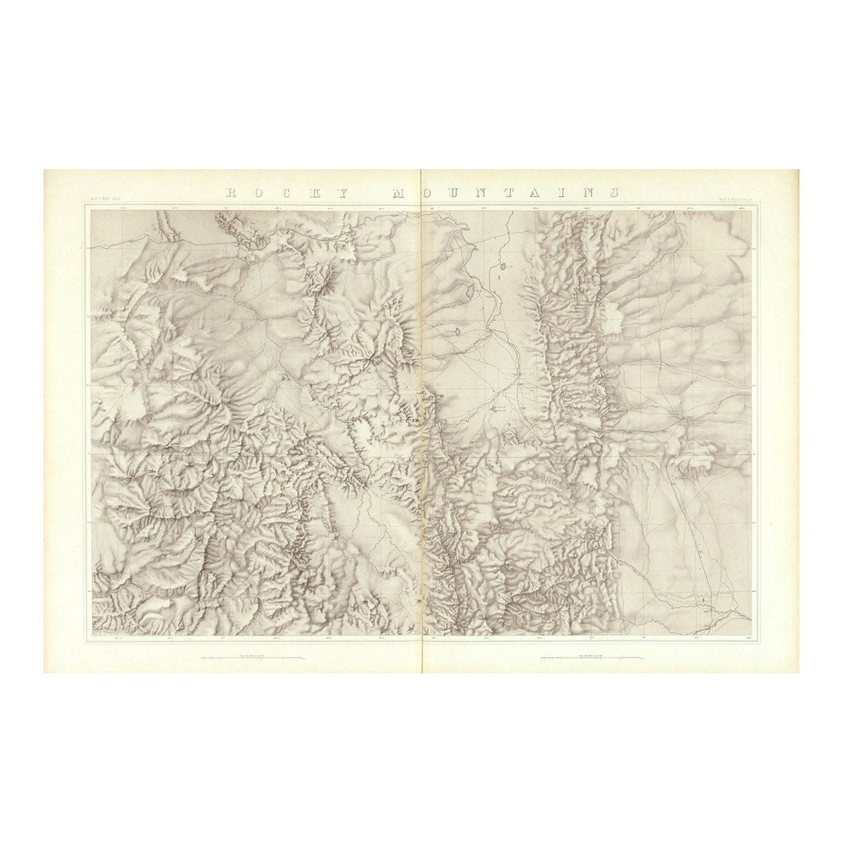 Rocky Mountains 1876 Topographic Map - Muir Way - Vintage Map