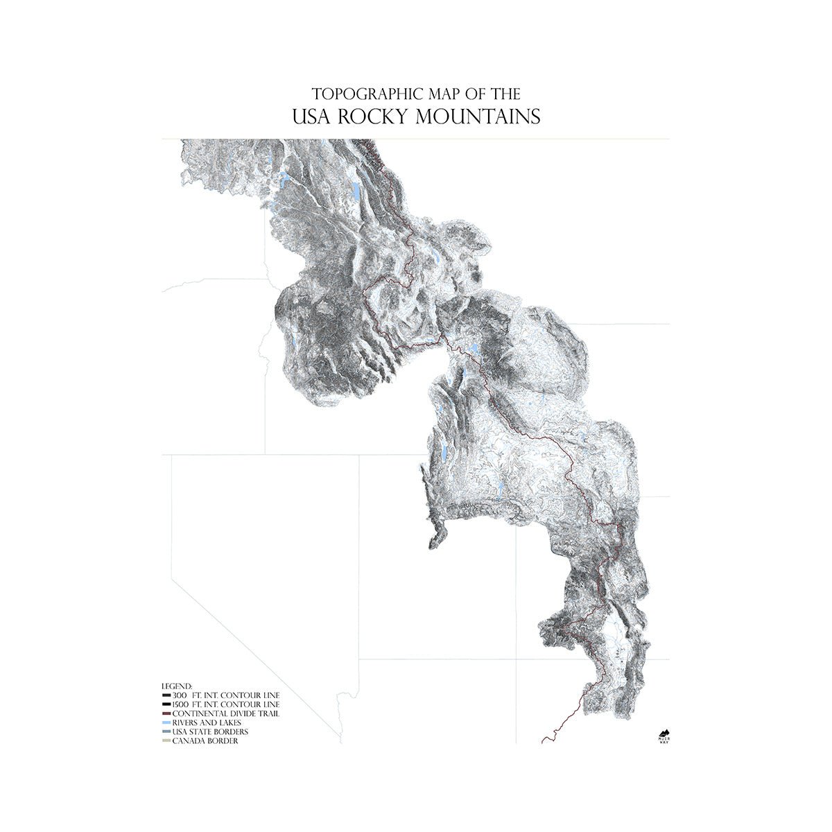 Rocky Mountains Map - Muir Way - Range Series
