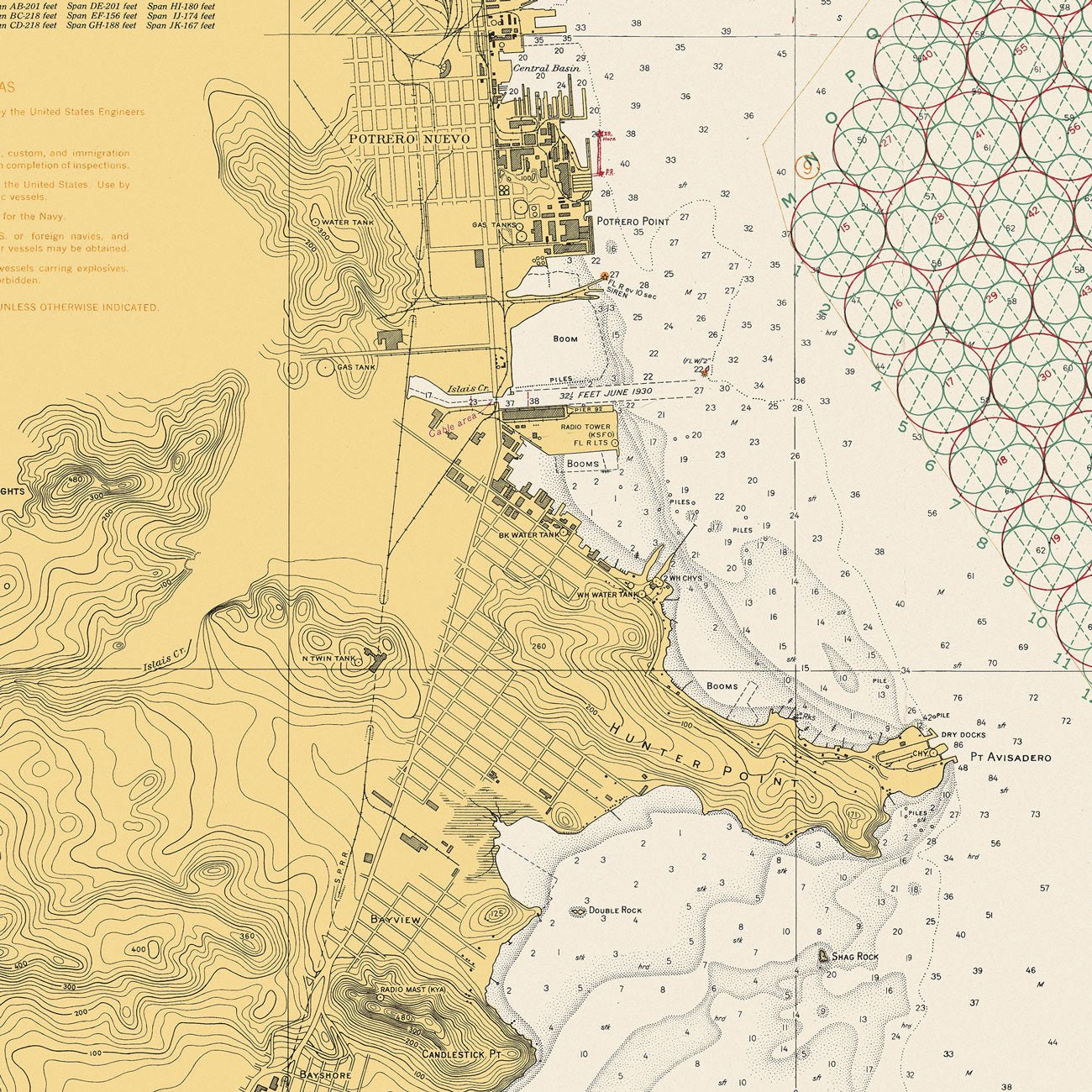 San Francisco Bay Navigational Chart 1941 - Muir Way - Vintage Map