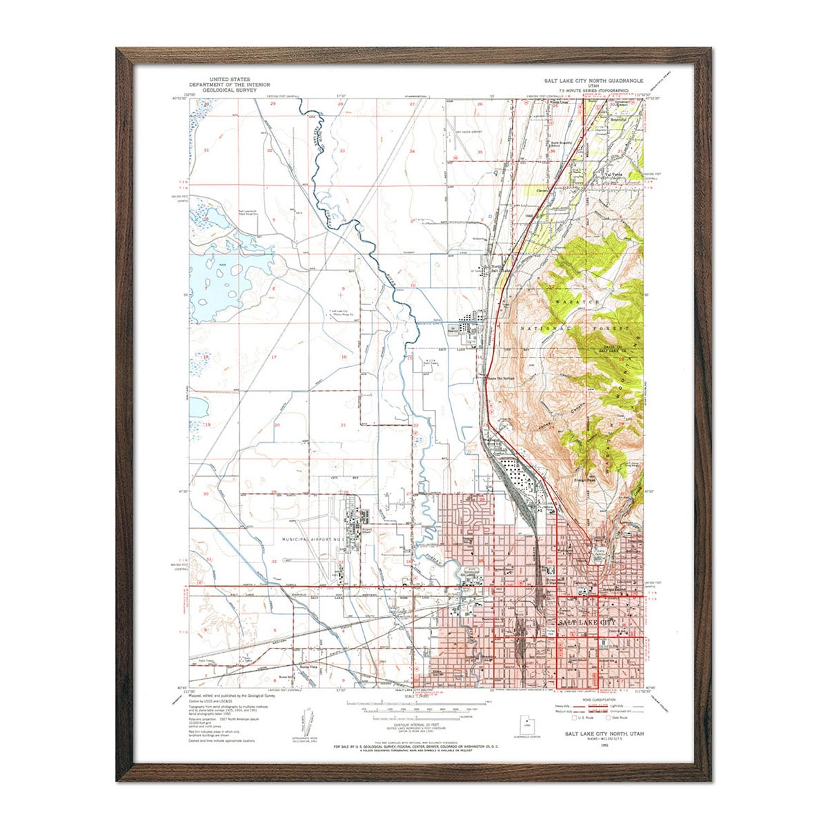 Salt Lake City, UT 1953 USGS Map - Muir Way - Vintage Map