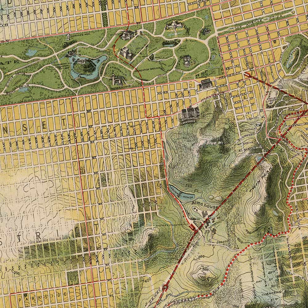San Francisco Chevalier Map 1915 - Muir Way - Vintage Map