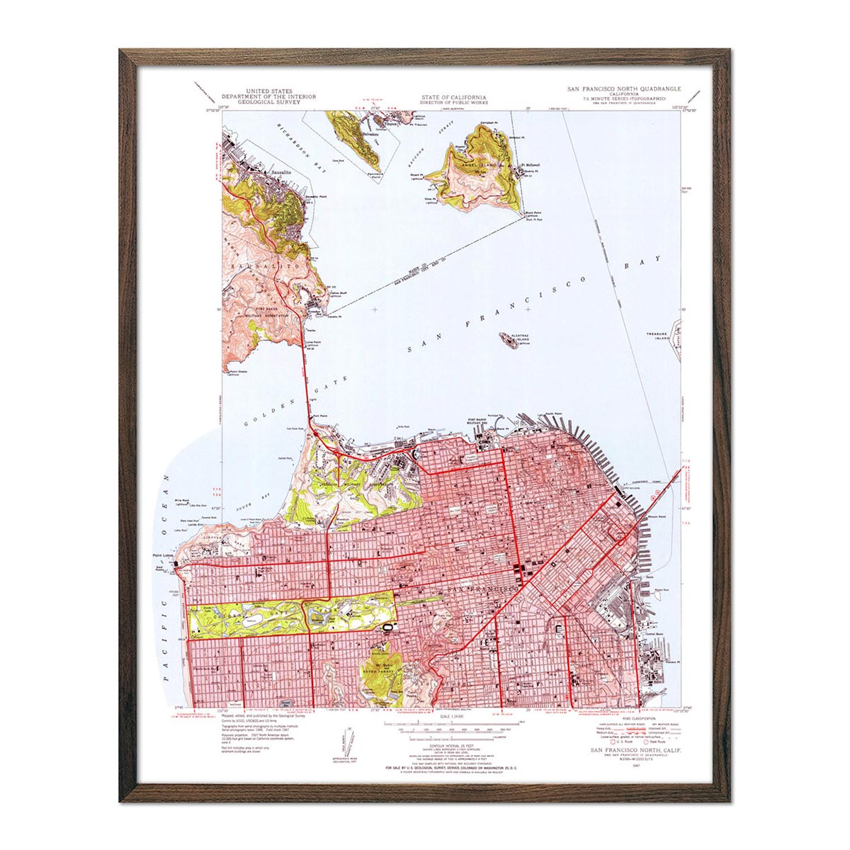 San Francisco, CA 1955 USGS Map - Muir Way - Vintage Map