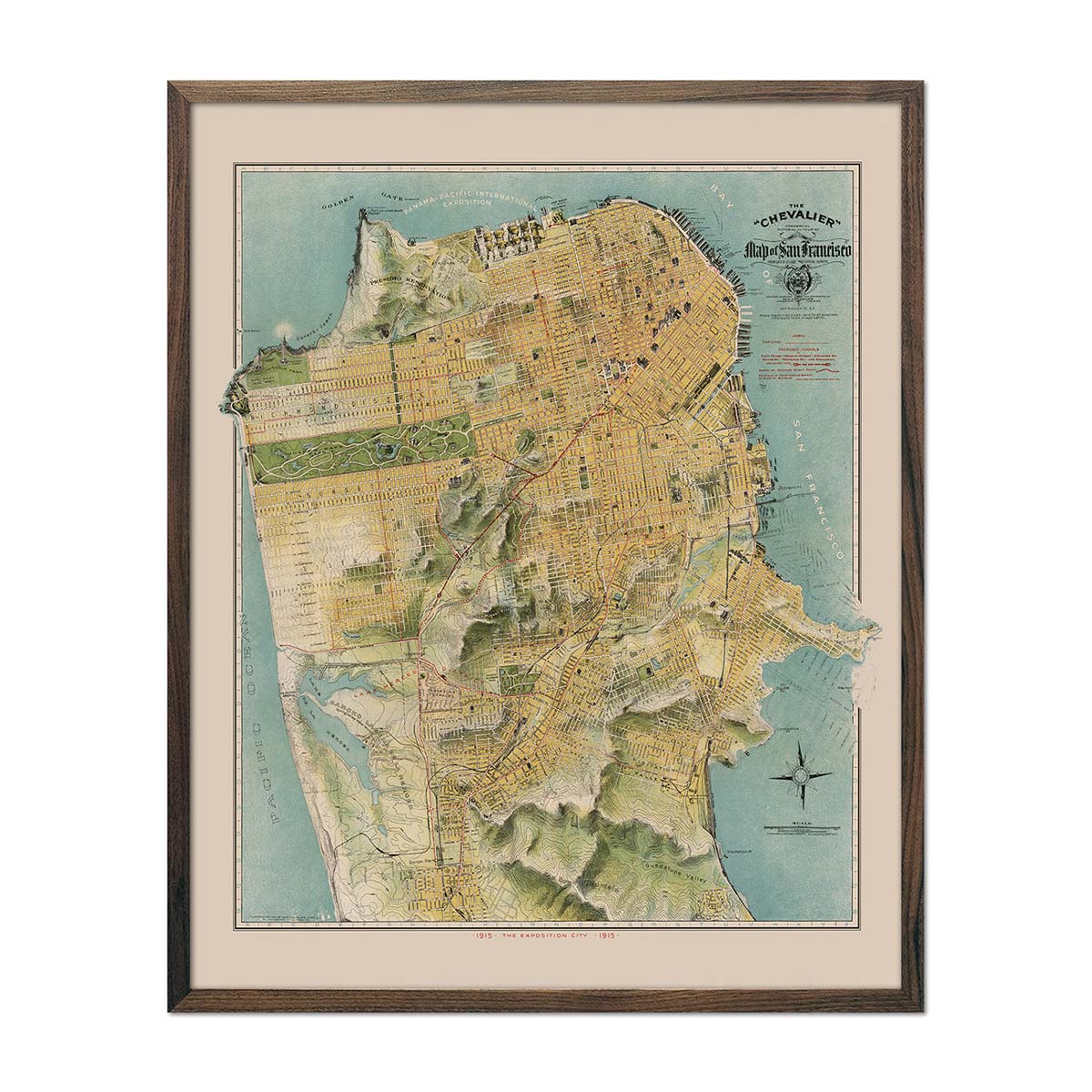 San Francisco Chevalier Map 1915 - Muir Way - Vintage Map