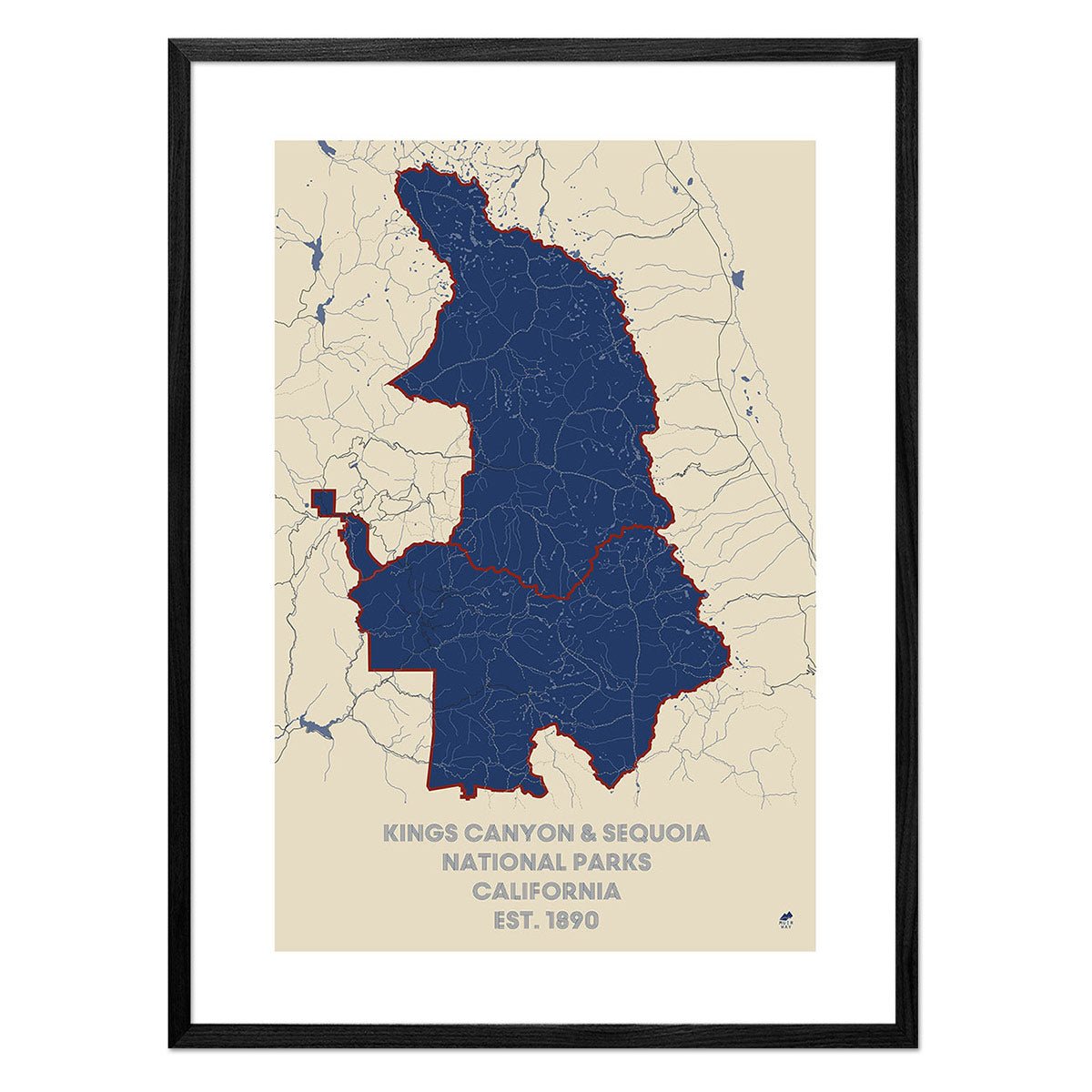 Kings Canyon and Sequoia National Parks Map - Muir Way - National Park