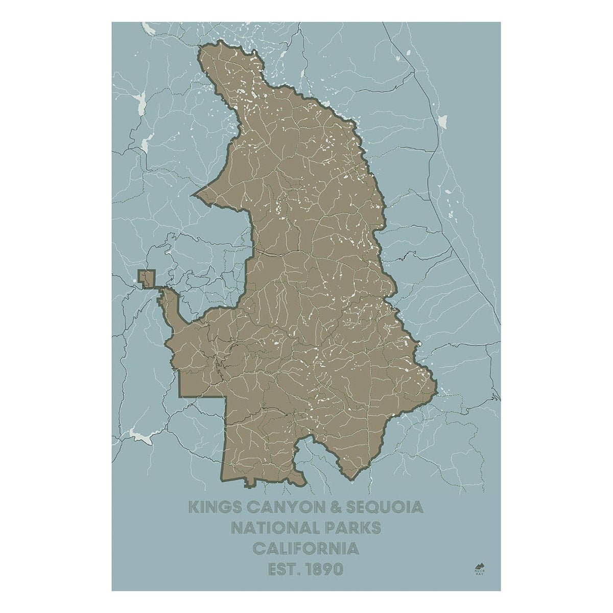 Kings Canyon and Sequoia National Parks Map - Muir Way - National Park