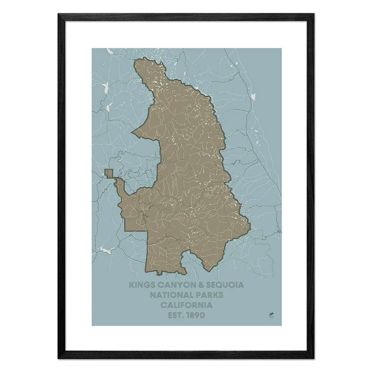 Kings Canyon and Sequoia National Parks Map - Muir Way - National Park