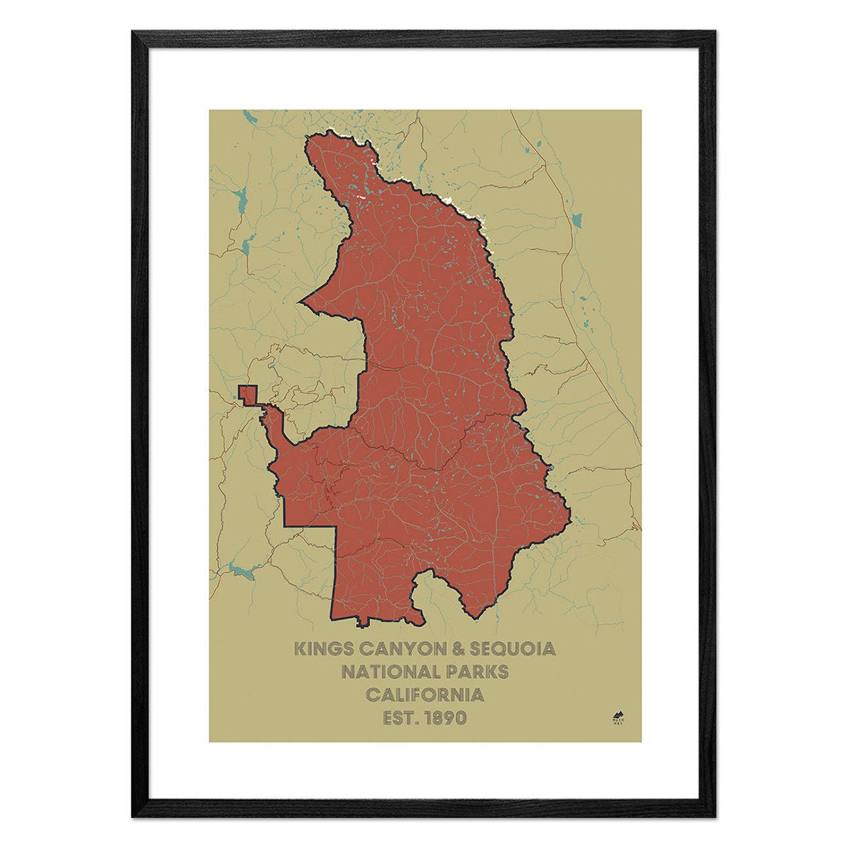 Kings Canyon and Sequoia National Parks Map - Muir Way - National Park