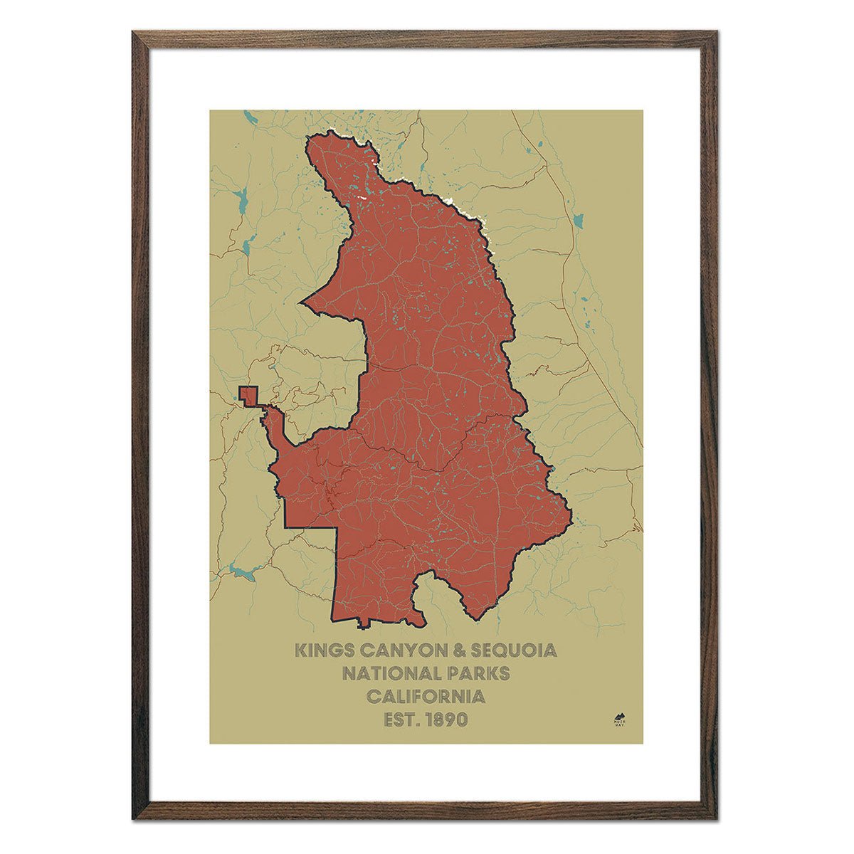 Kings Canyon and Sequoia National Parks Map - Muir Way - National Park