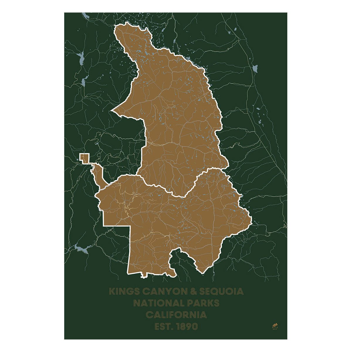 Kings Canyon and Sequoia National Parks Map - Muir Way - National Park