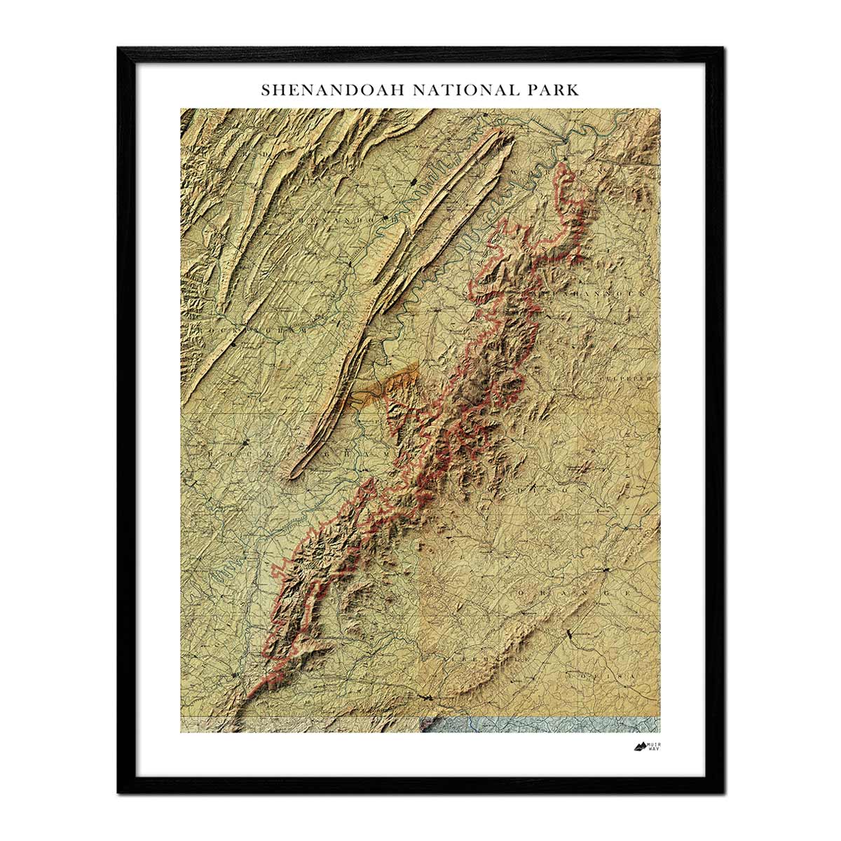 Relief Map of Shenandoah National Park