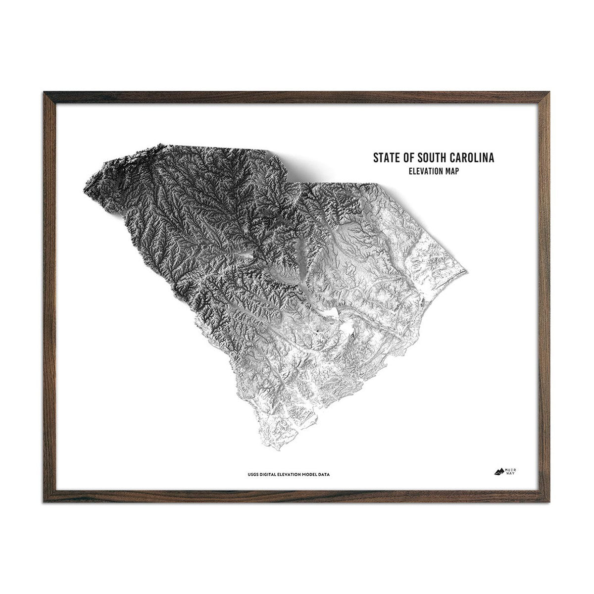 South Carolina Elevation Map - Muir Way -