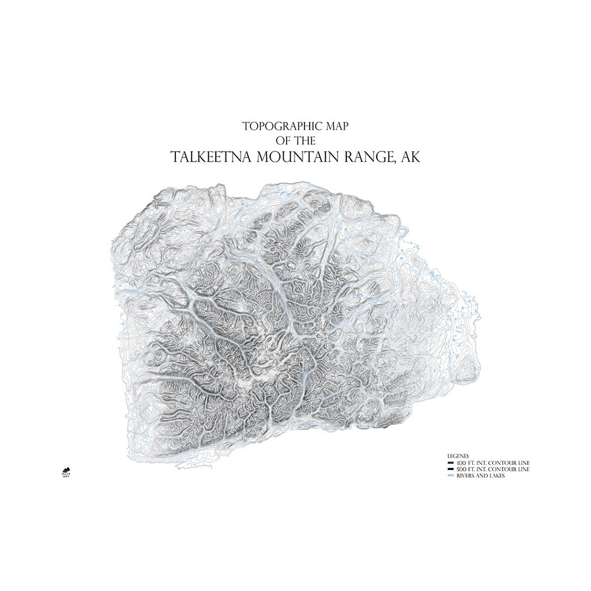 Talkeetna Mountain Range, AK Map - Muir Way - Range Series