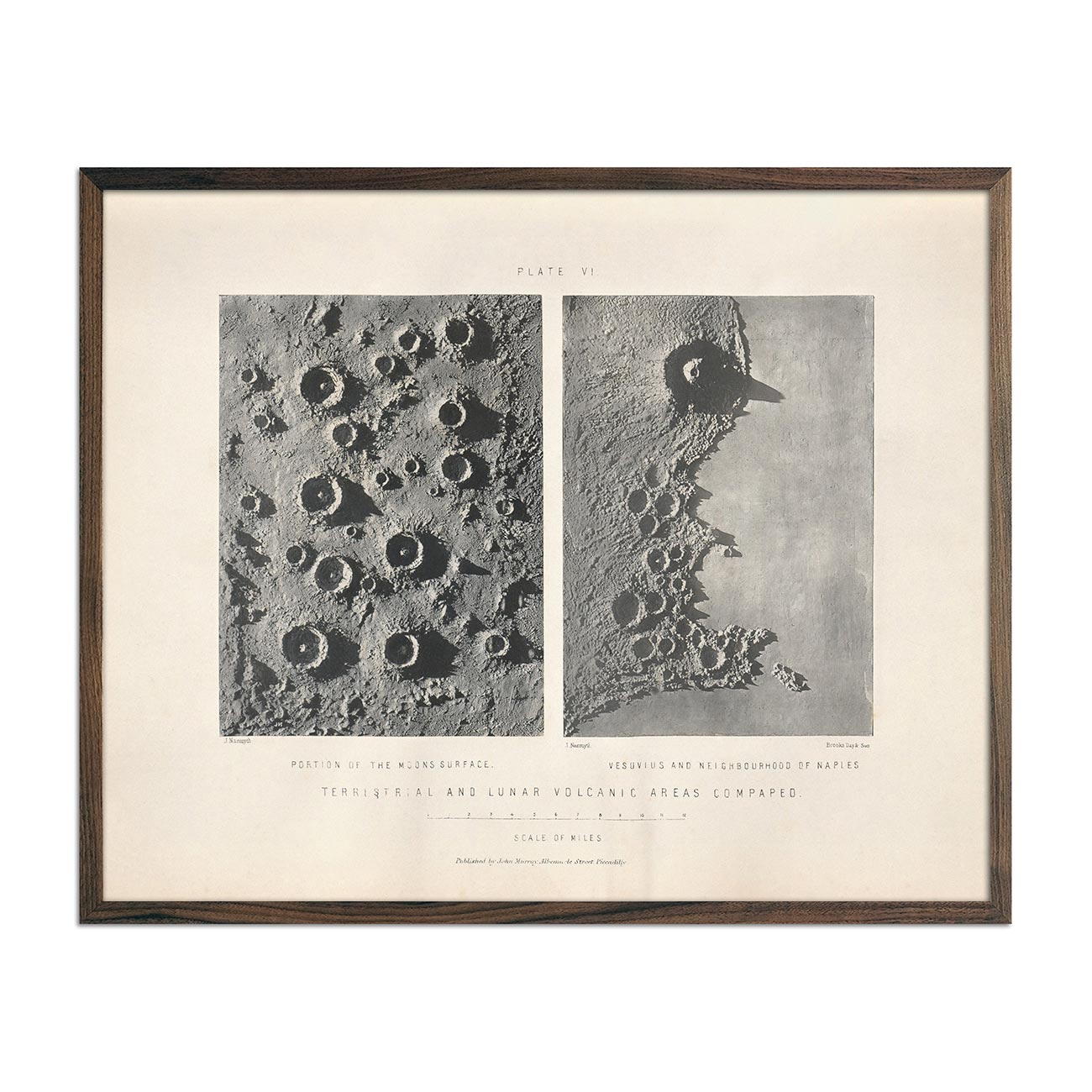 1874 Terrestrial and Lunar Volcanic Areas Compared Print - Muir Way - Astronomy