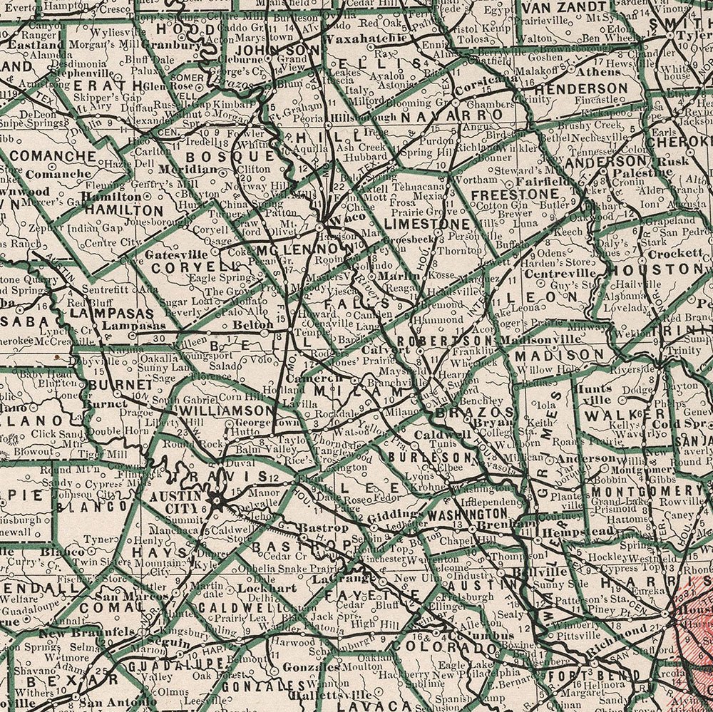 Texas 1883 Map - Muir Way - Vintage Map