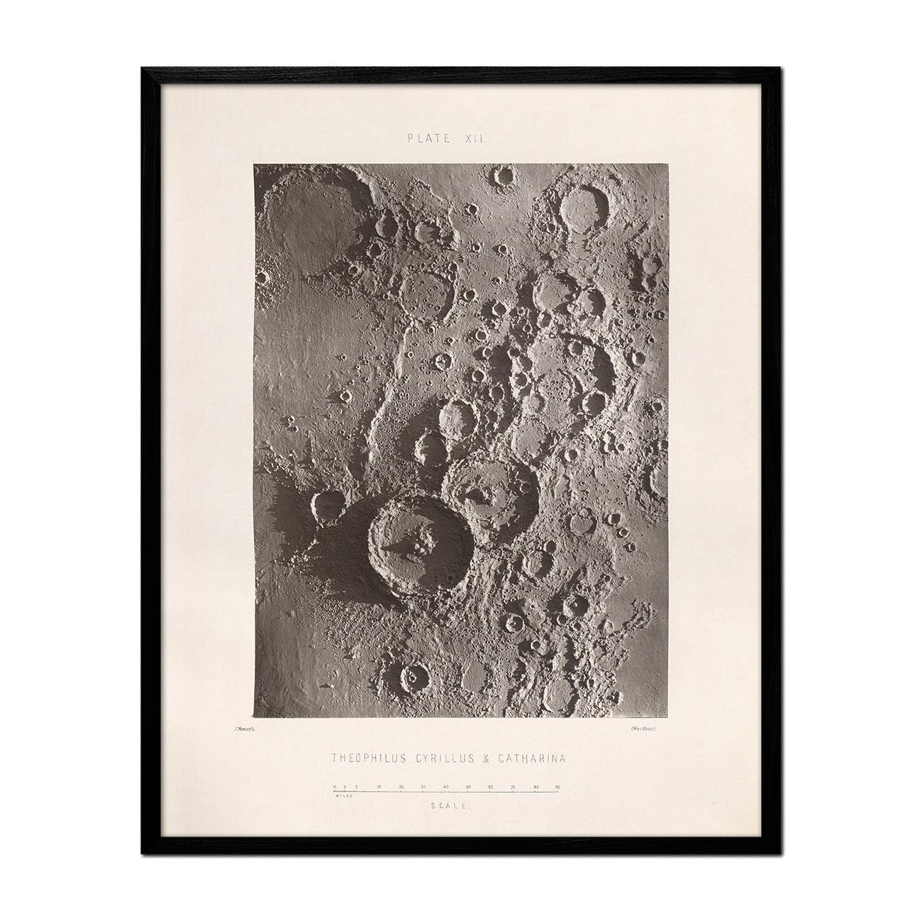 1874 Theophilus, Cyrillus, and Catharina Lunar Craters Print - Muir Way - Astronomy