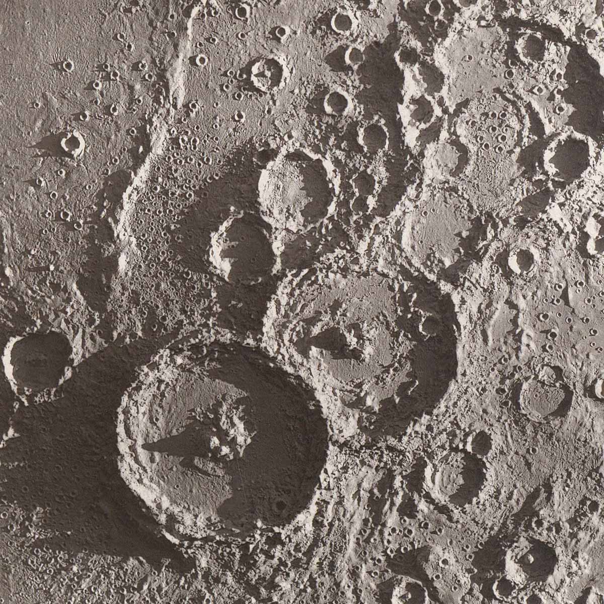 1874 Theophilus, Cyrillus, and Catharina Lunar Craters Print - Muir Way - Astronomy