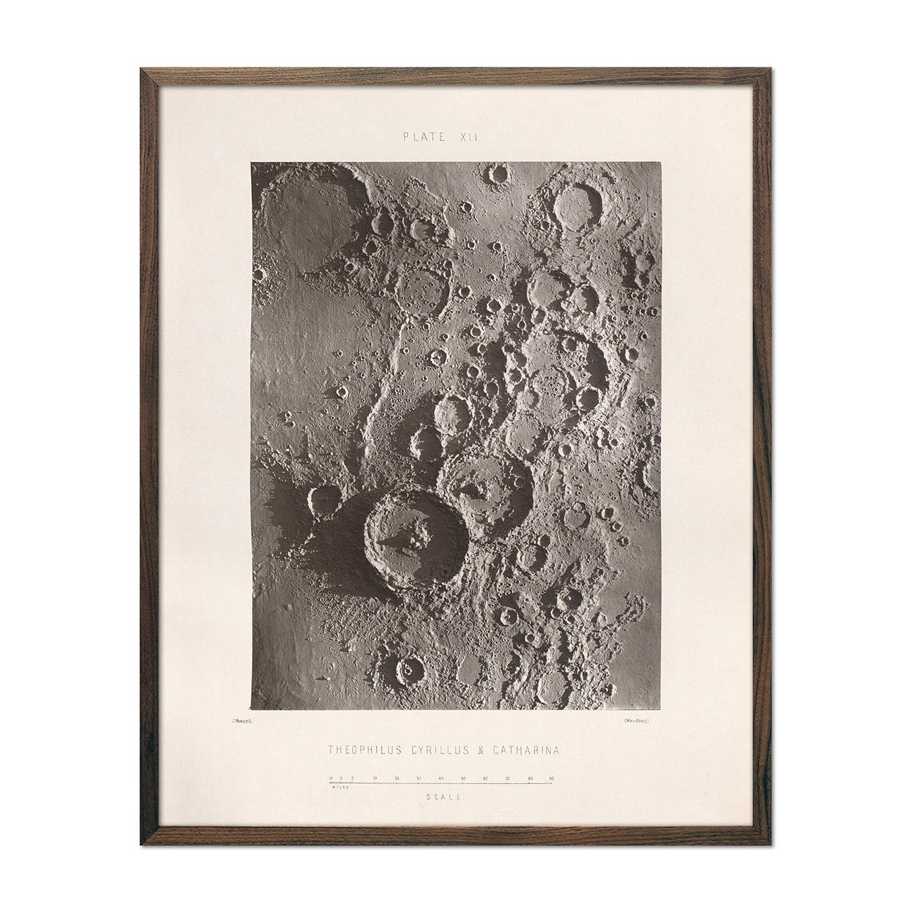 1874 Theophilus, Cyrillus, and Catharina Lunar Craters Print - Muir Way - Astronomy